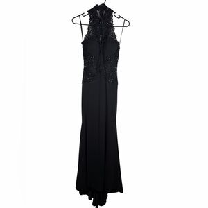 GLS Gorgeous Formal Prom Hand Beaded Elegant Dress Size Small Black